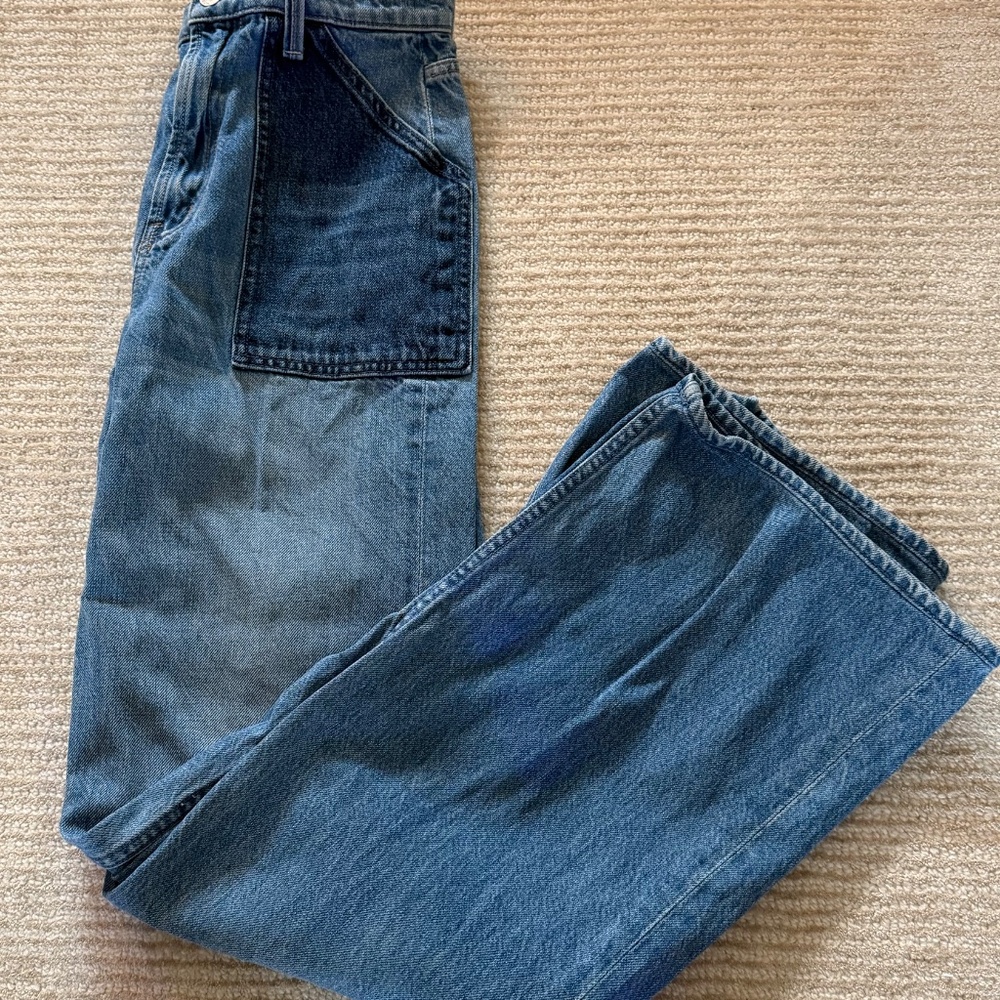 MOTHER The Patch Maven Heel Wide Leg  High Rise Jeans in Love Triangle Size 25 - Picture 7 of 12